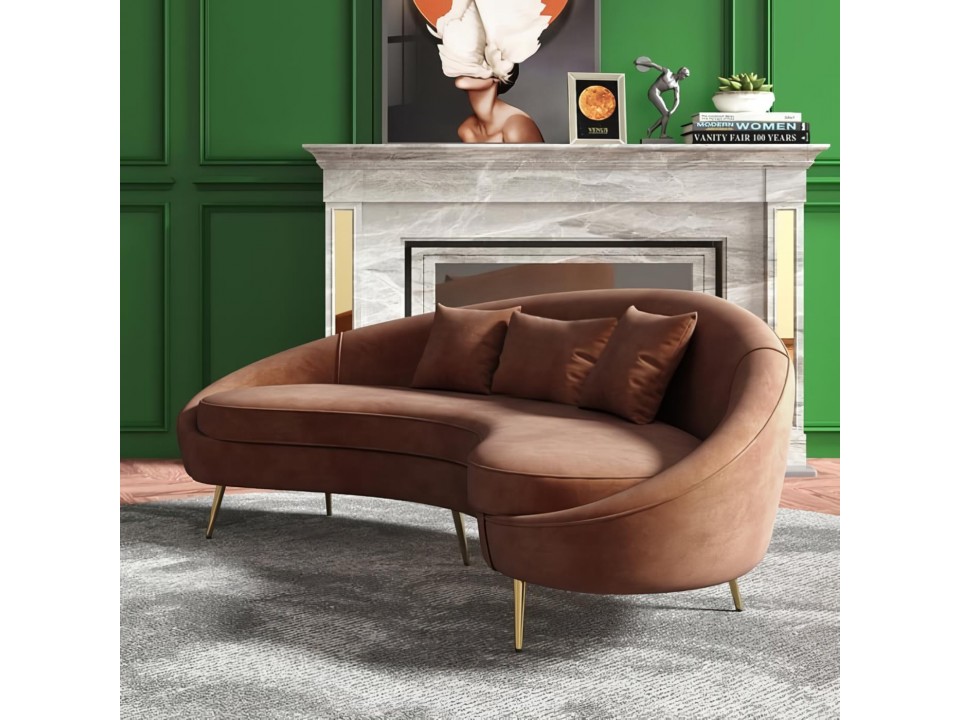 Sofá Curvo Luis tela Montreal color Marrón - Lmueble