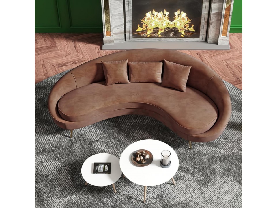 Sofá Curvo Luis tela Montreal color Marrón - Lmueble