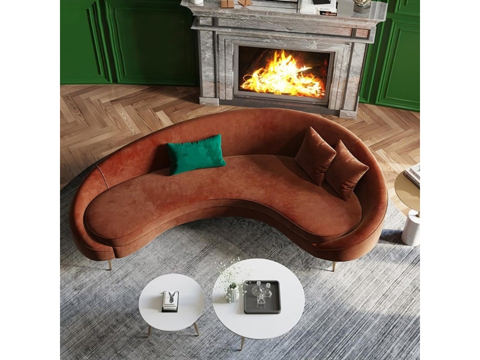 Sofá Curvo Luis tela Montreal color Naranja - Lmueble