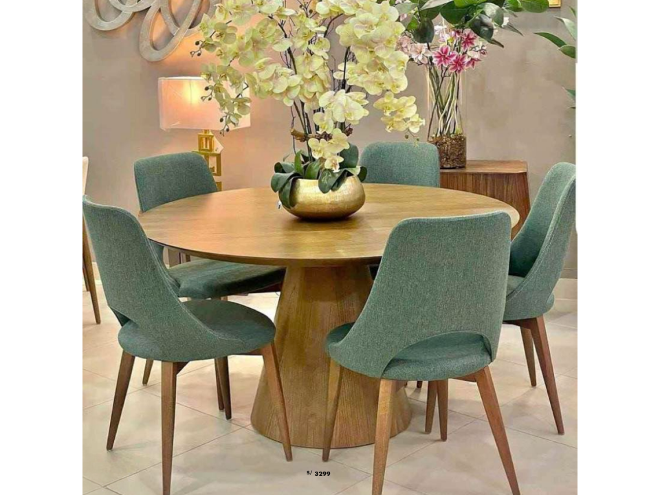 Juego de comedor marbella 5 silllas con base conica y tablero de madera tornillo