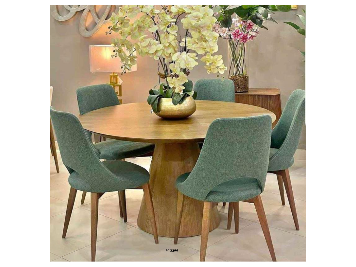 Juego de comedor marbella 5 silllas con base conica y tablero de madera tornillo