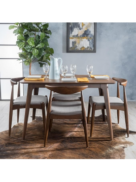 Comedor rectangular 4 sillas moderno en madera tornillo con acabado parafinico