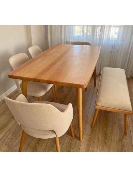 Comedor luis de 4 sillas con banqueta estilo vintage