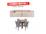 Combo Cyber Sofá mas Comedor tablero de madera 4 sillas en tapiz chenille