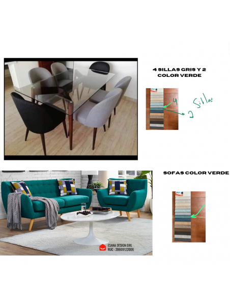 Combo Teresa : sala 3-1 tulum + comedor 6 sillas