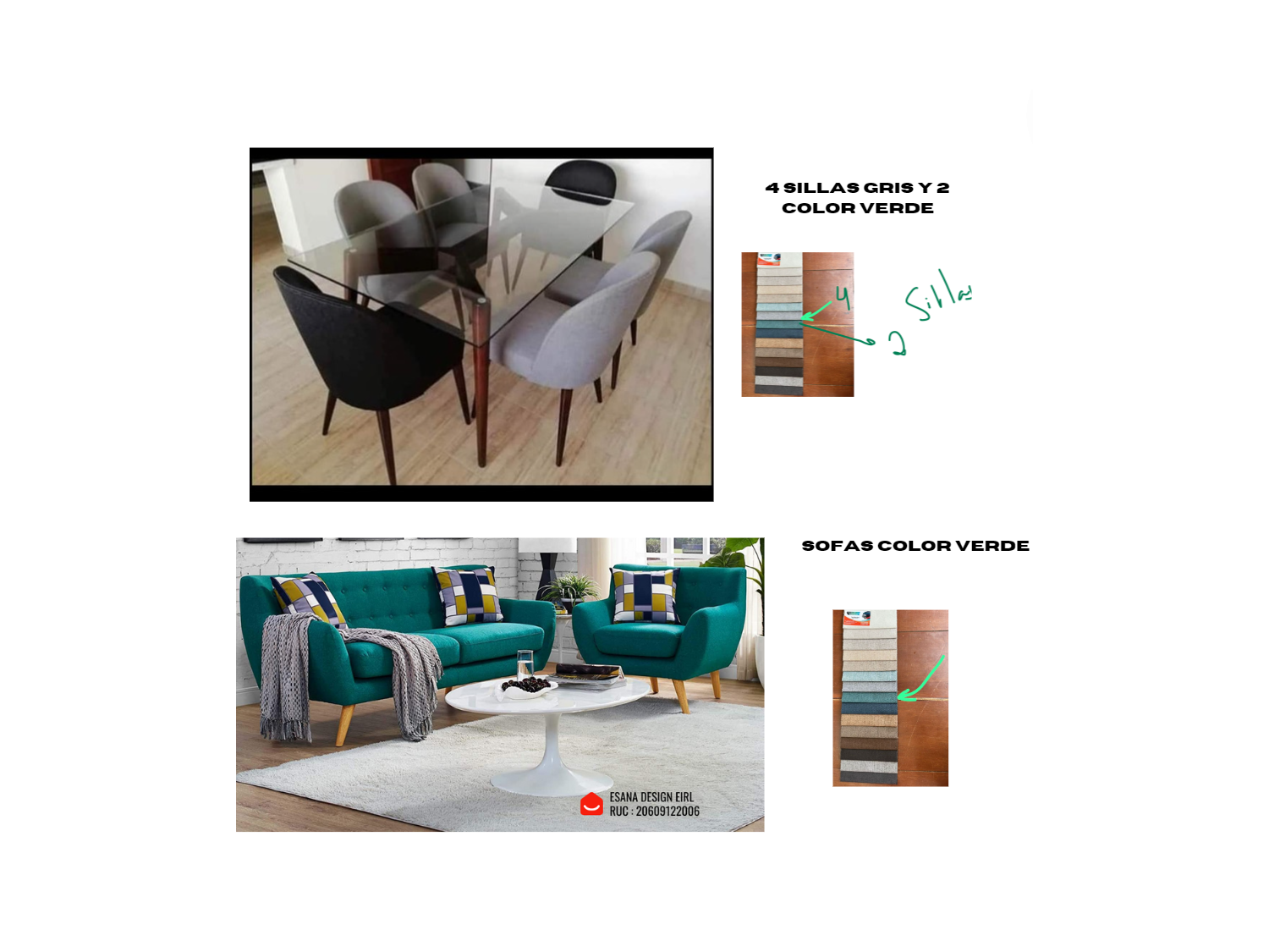 Combo Teresa : sala 3-1 tulum + comedor 6 sillas