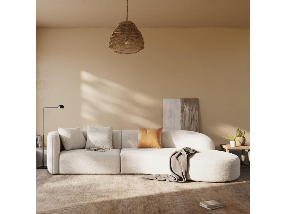 Sofa curvo atlas tapiz tela boucle  350 cm x 100 cm fondo