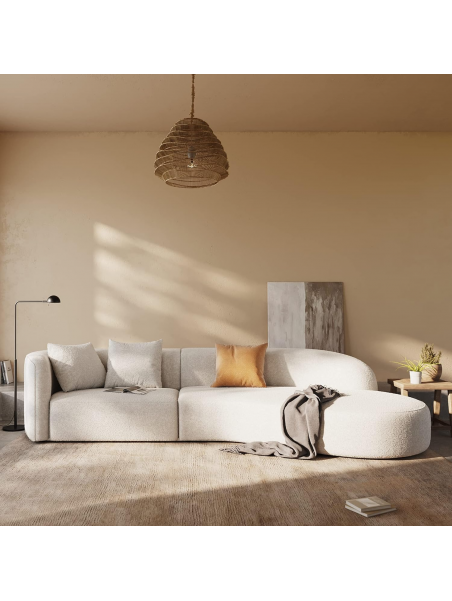 Sofa curvo atlas tapiz tela boucle  350 cm x 100 cm fondo