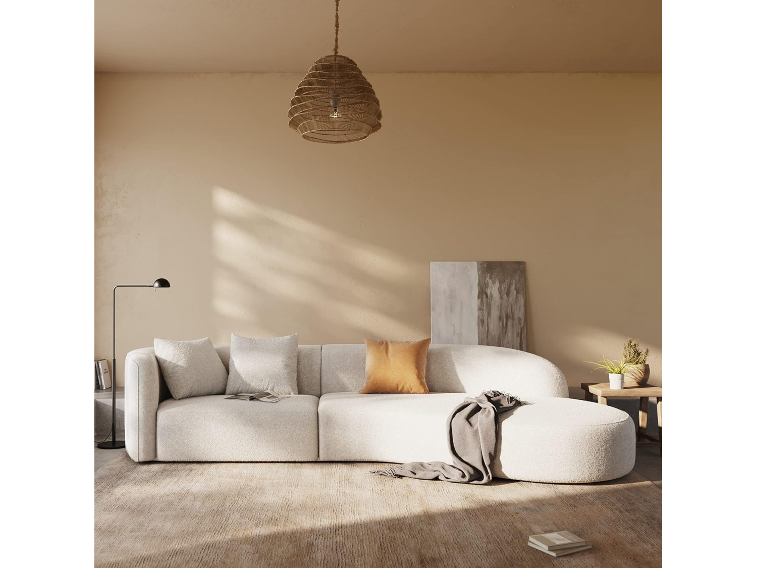 Sofa curvo atlas tapiz tela boucle  350 cm x 100 cm fondo