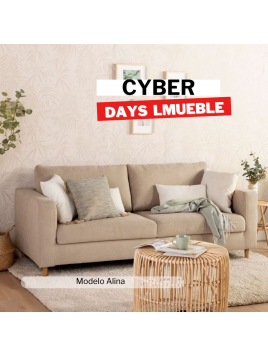 Sofa lineal alina en tapiz chenille con patas de madera tornillo