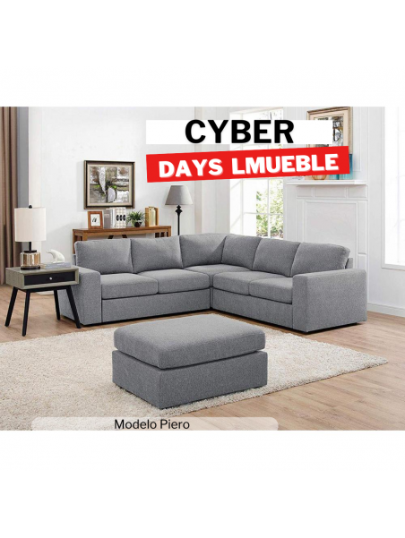 Seccional Piero con banqueta de 80 cm x 45 cm tapizado en tela antifluido