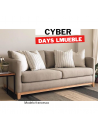 Sofa lineal francesco en tapiz chenille con zocalo de madera tornillo