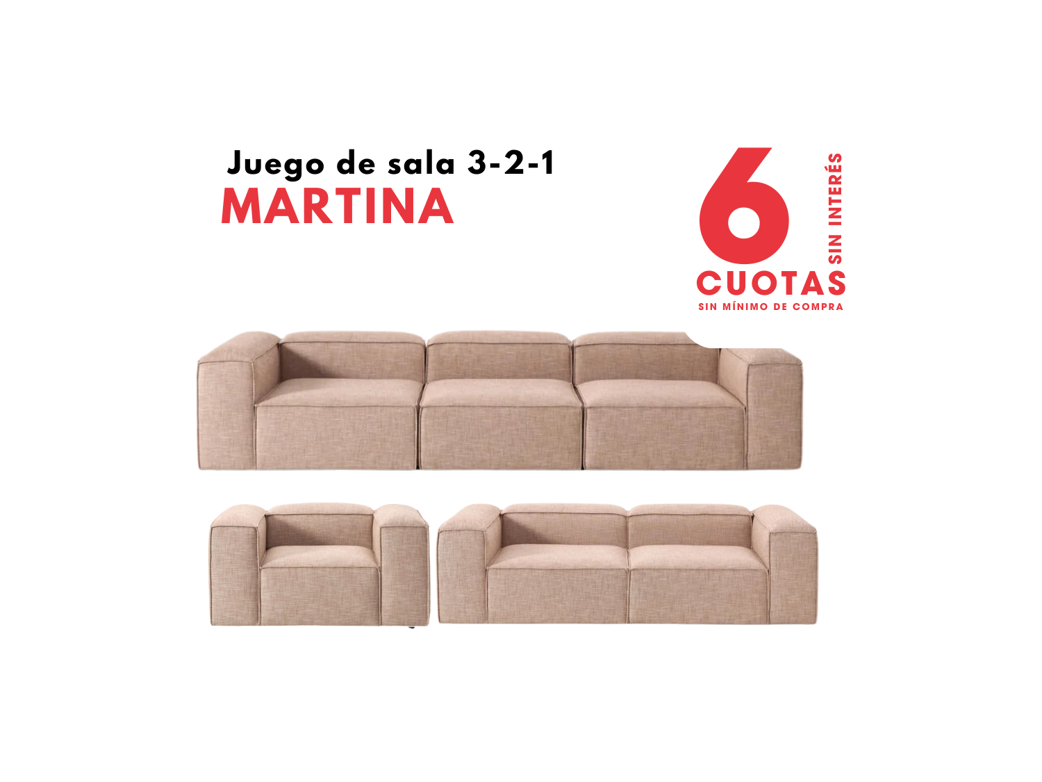 Juego de sala Modular Martina 3-2-1 Juego de sala Modular Martina 3-2-1