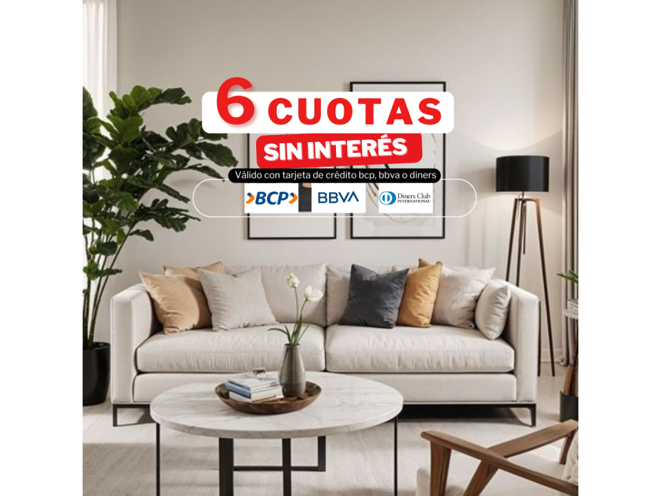 Sofá Margarita para 3 personas con base de zocalo en tela chenille