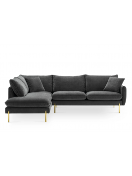 Seccional Génesis 275x190 cm con Patas de Acero Dorado con Tela lino antifluido