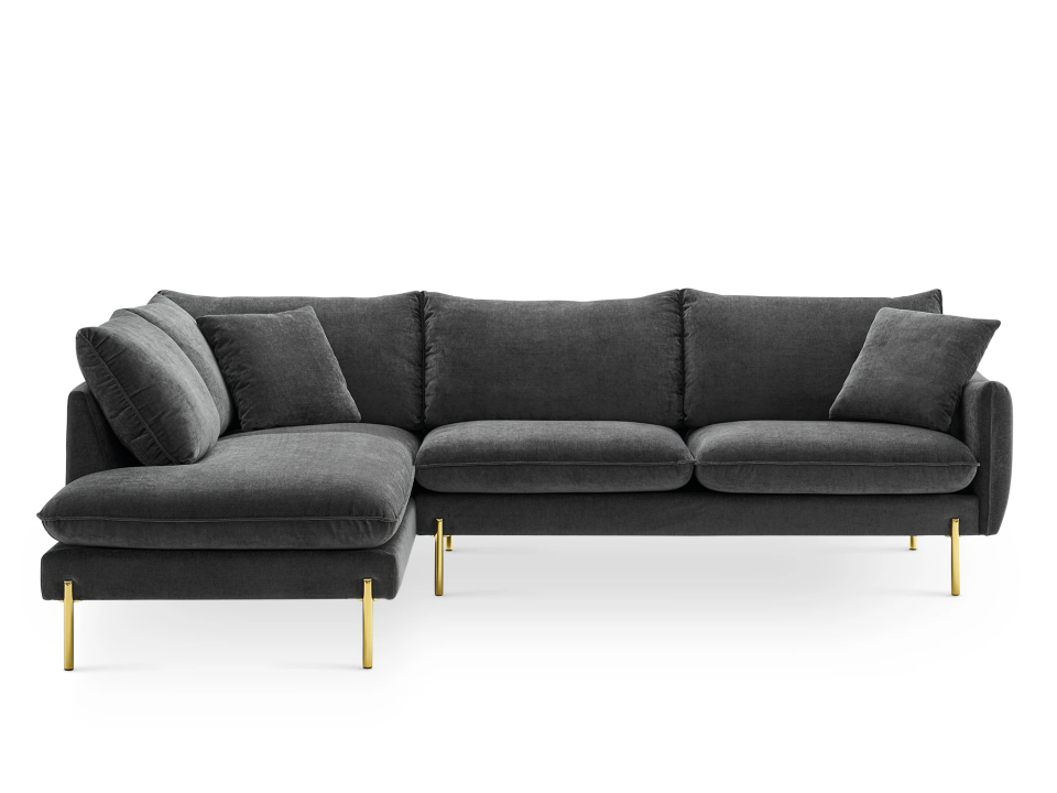 Seccional Génesis 275x190 cm con Patas de Acero Dorado con Tela lino antifluido