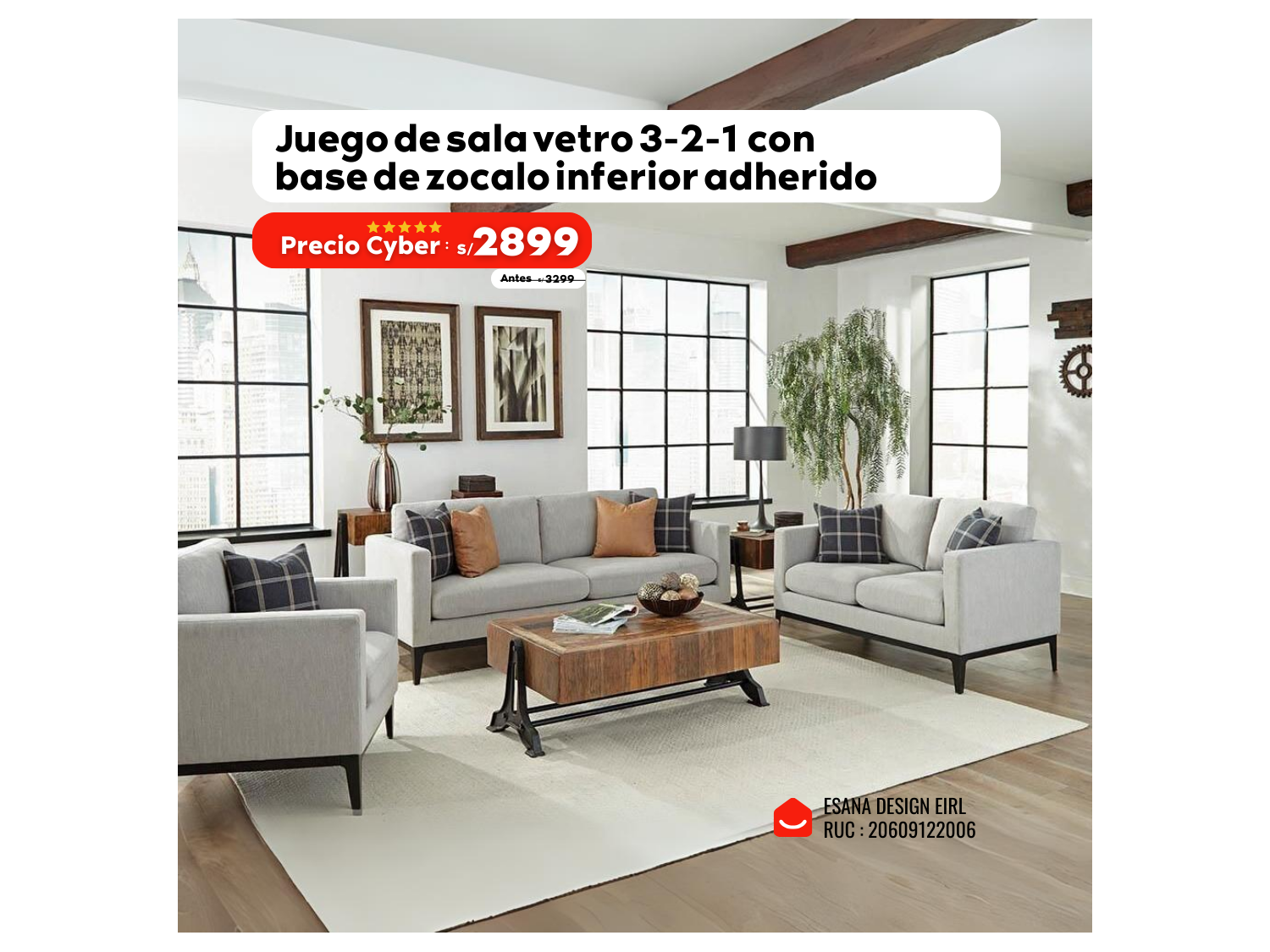 Juego de Sala vetro  3-2-1 Tela Lino Antifluido con Base de Zócalo Juego de Sala vetro  3-2-1 Tela Lino Antifluido con Base de Zócalo