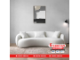 Sofa curvo Fernanda tela lino color blanco