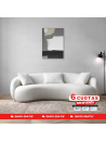 Sofa curvo Fernanda tela lino color blanco