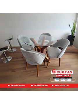 Comedor villa de 4 sillas tablero vidrio