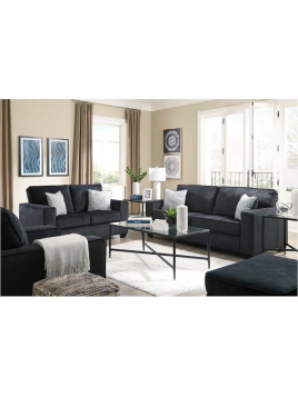 Mueble de Sala Italia 3-2-1 con banqueta en tela chenille
