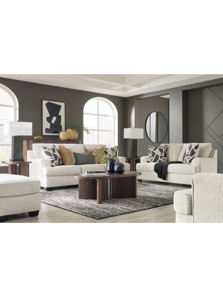 Sala Alessandro 3-2-1 con banqueta en tela chenille | LMUEBLE