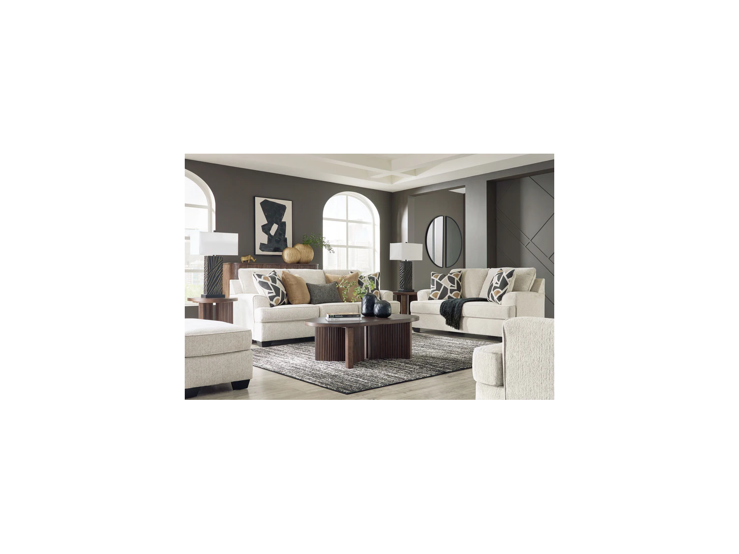 Sala Alessandro 3-2-1 con banqueta en tela chenille | LMUEBLE Sala Alessandro 3-2-1 con banqueta en tela chenille | LMUEBLE