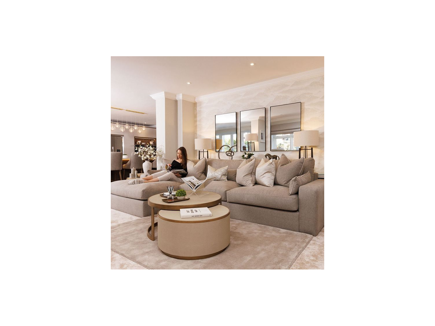 Seccional dalton con 6 cojines decorativos en tela antifluido