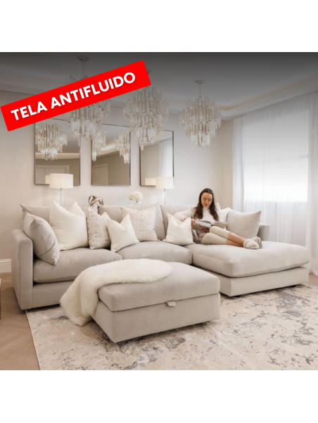Seccional Kristi con Banqueta + 6 Cojines en chenille Antifluido por cyber