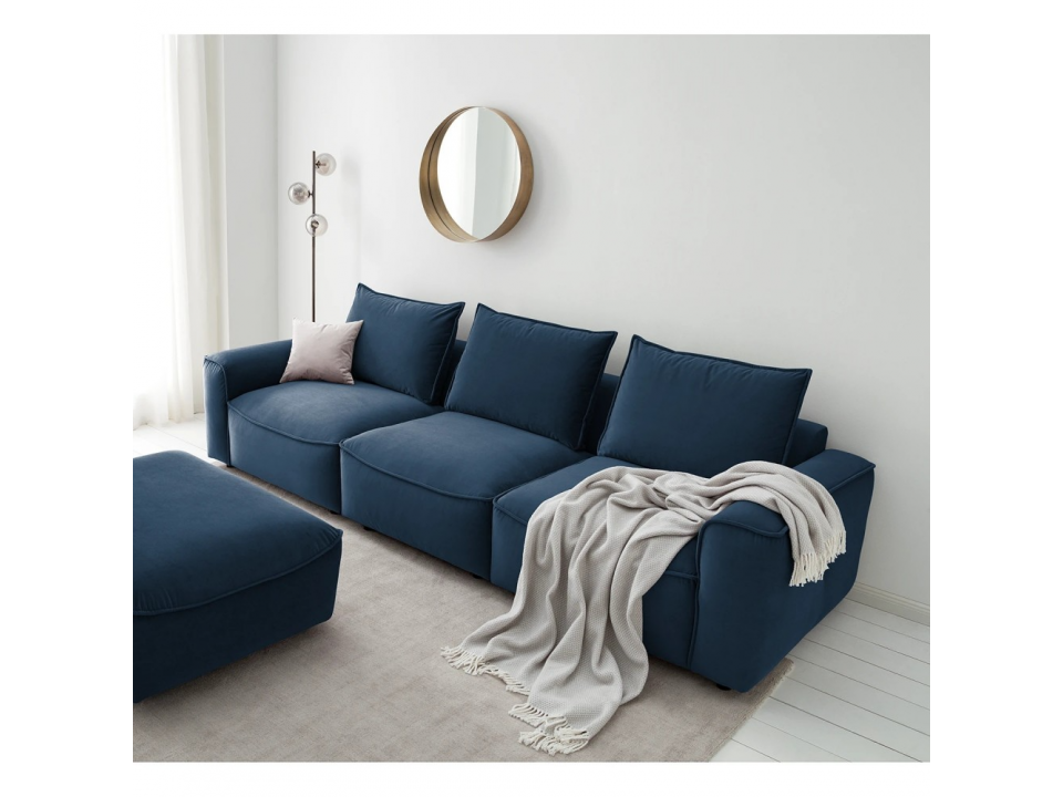 Sofá Seccional Lulu con Banqueta en Tela Chenille + Envío Gratis