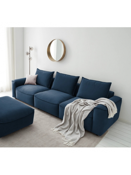 Sofá Seccional Lulu con Banqueta en Tela Chenille + Envío Gratis