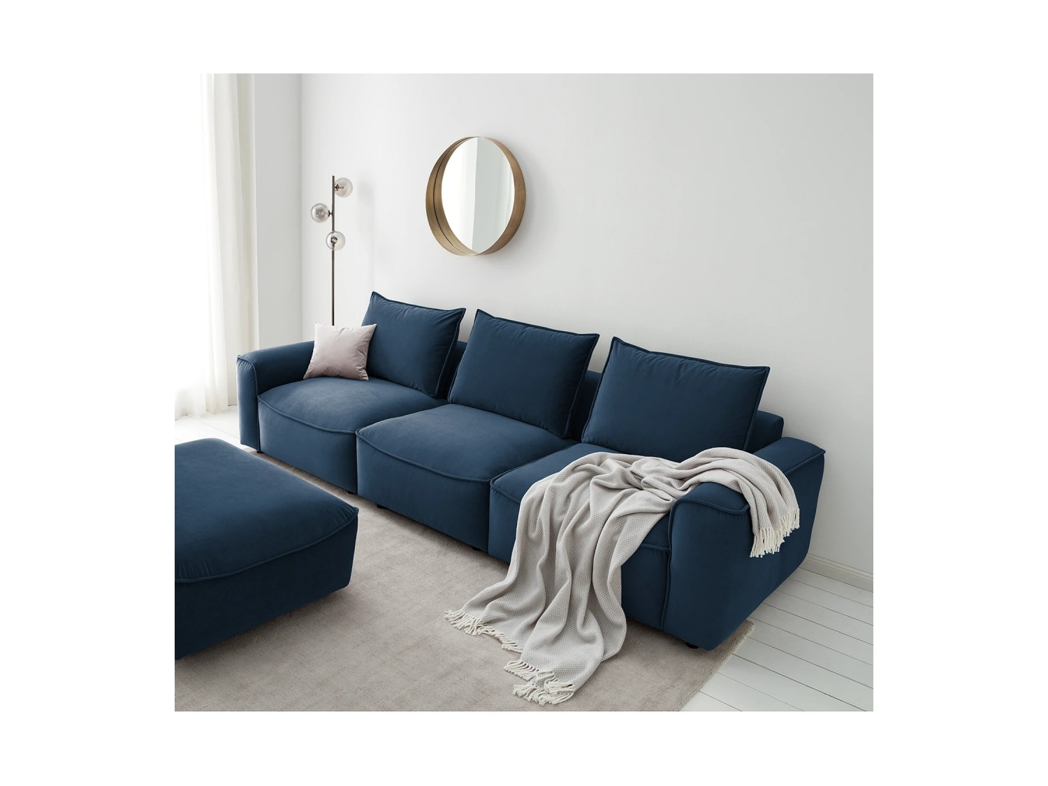 Sofá Seccional Lulu con Banqueta en Tela Chenille + Envío Gratis