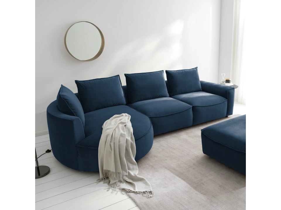 Sofá Seccional curvo Dessy en Terciopelo de 250 cm x 85 cm fondo + envio gratis