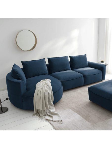 Sofá Seccional curvo Dessy en Terciopelo de 250 cm x 85 cm fondo + envio gratis