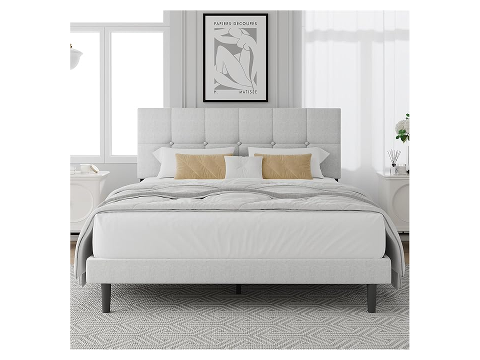 Cama LUXOR con cabecera tapizada en tela antifluido cama en cuotas