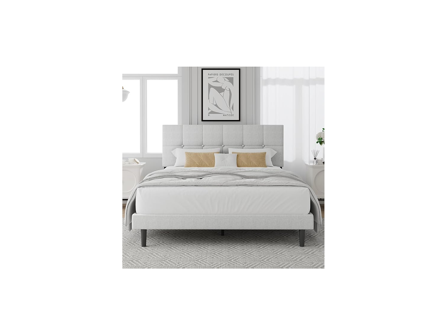 Cama LUXOR con cabecera tapizada en tela antifluido cama en cuotas