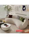 Sofá Curvo 230x85 cm Tela Chenille Antifluido Marfil