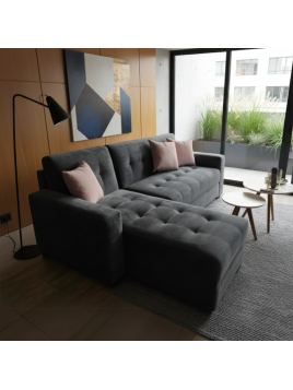 Seccional Gia en tela chenille con 2 cojines decorativos