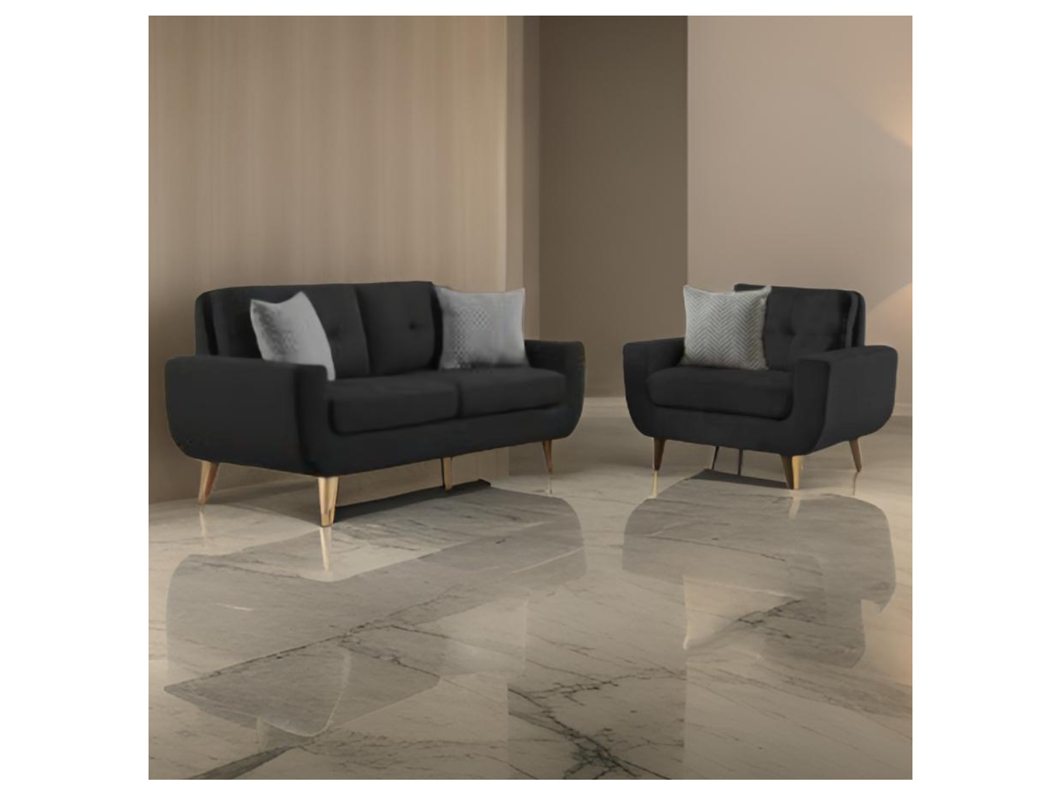 Juego de Sala Juve de 2 y 1 Cuerpos con 3 Cojines Decorativos