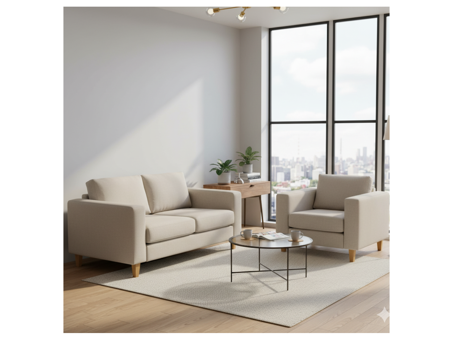 Juego de Sala verna de 2 y 1 Cuerpos con 3 Cojines Decorativos