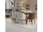 Comedor moderno Gaelli con tablero de vidrio en tela chenille
