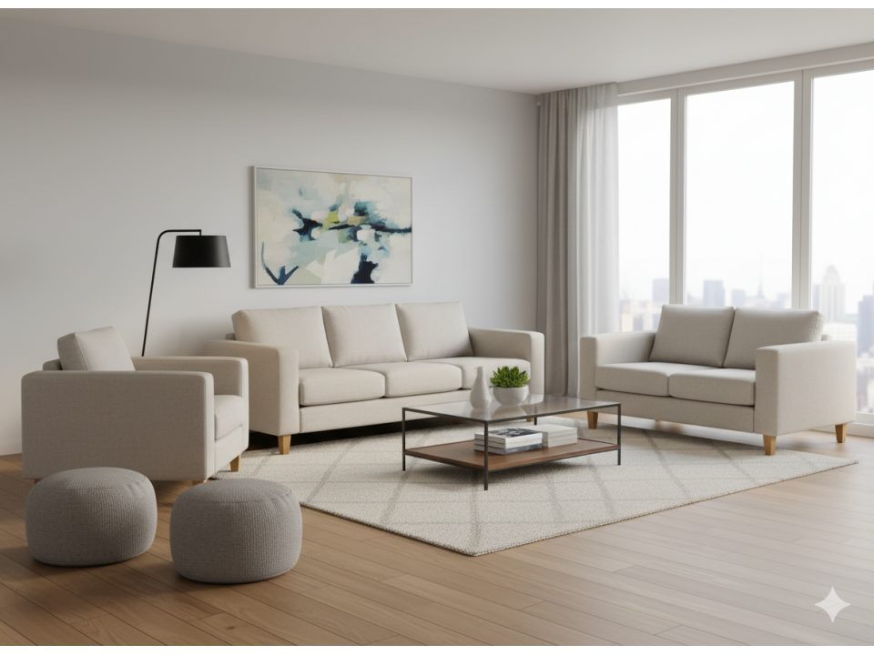 Juego de Sala square 3-2-1 en tela chenille