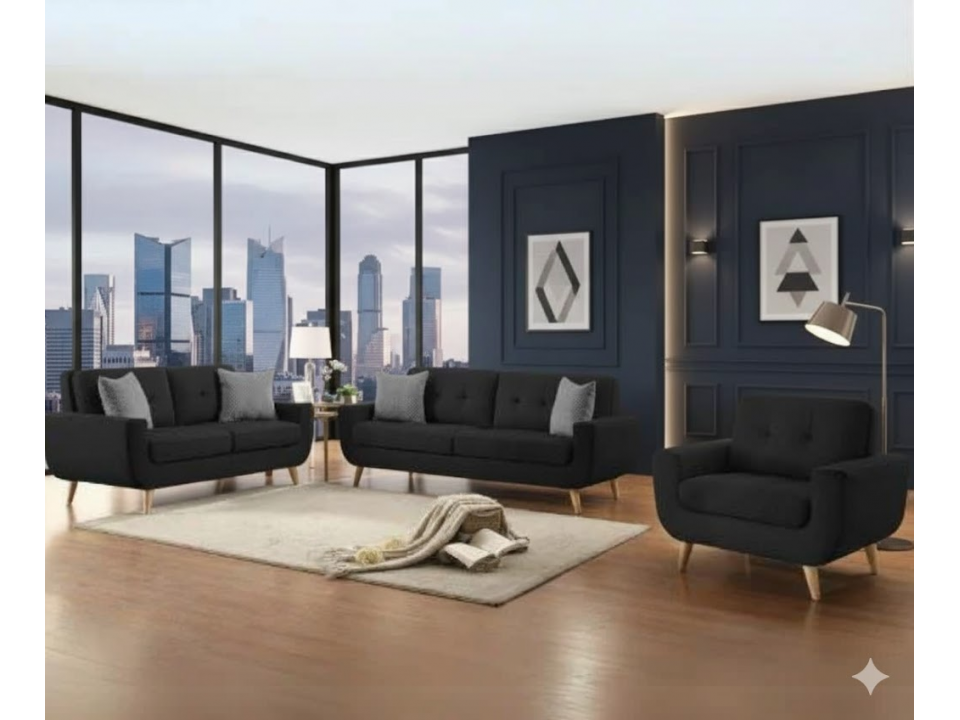 Juego de Sala Roma 3-2-1 en tela lino antifluido