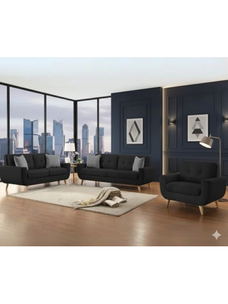 Juego de Sala Roma 3-2-1 en tela lino antifluido