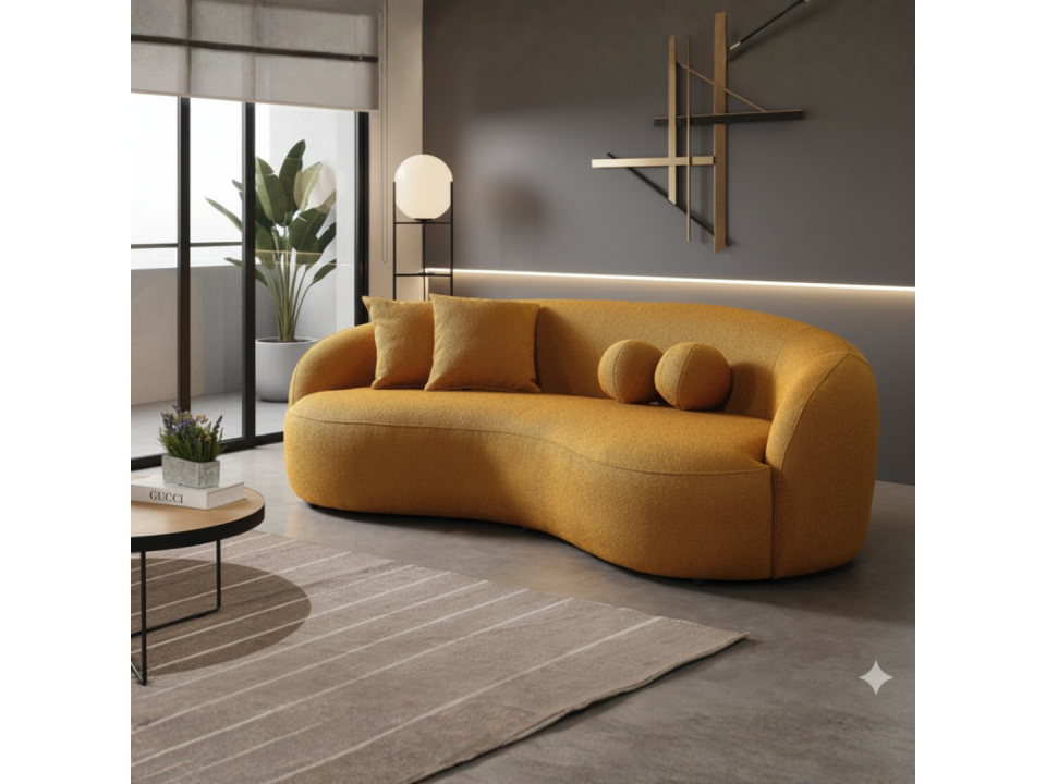 Sofa curvo melanie en tela chenille