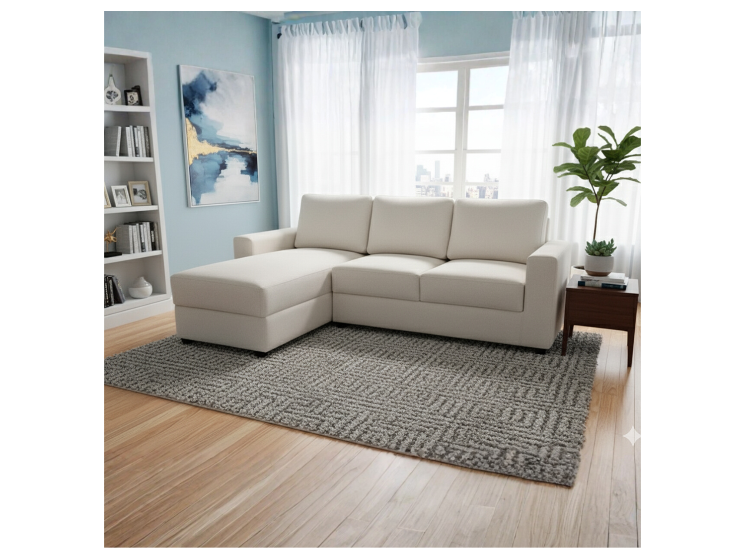 Seccional polonia con 2 cojines decorativos en tela chenille