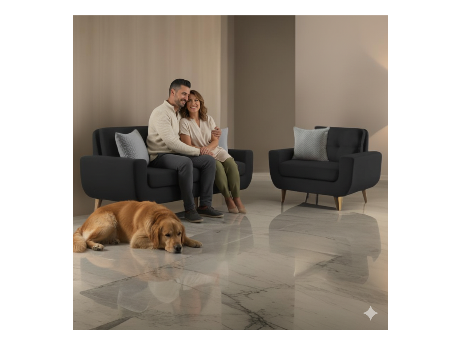 Juego de Sala Juve de 2 y 1 Cuerpos con 3 Cojines Decorativos