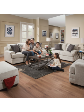 Sala Santiago 3-2-1 con banqueta rectangular en tela chenille