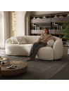 Sofá Curvo 230x85 cm Tela Chenille Antifluido Marfil