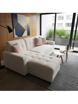 Seccional Giam en tela chenille con 2 cojines decorativos